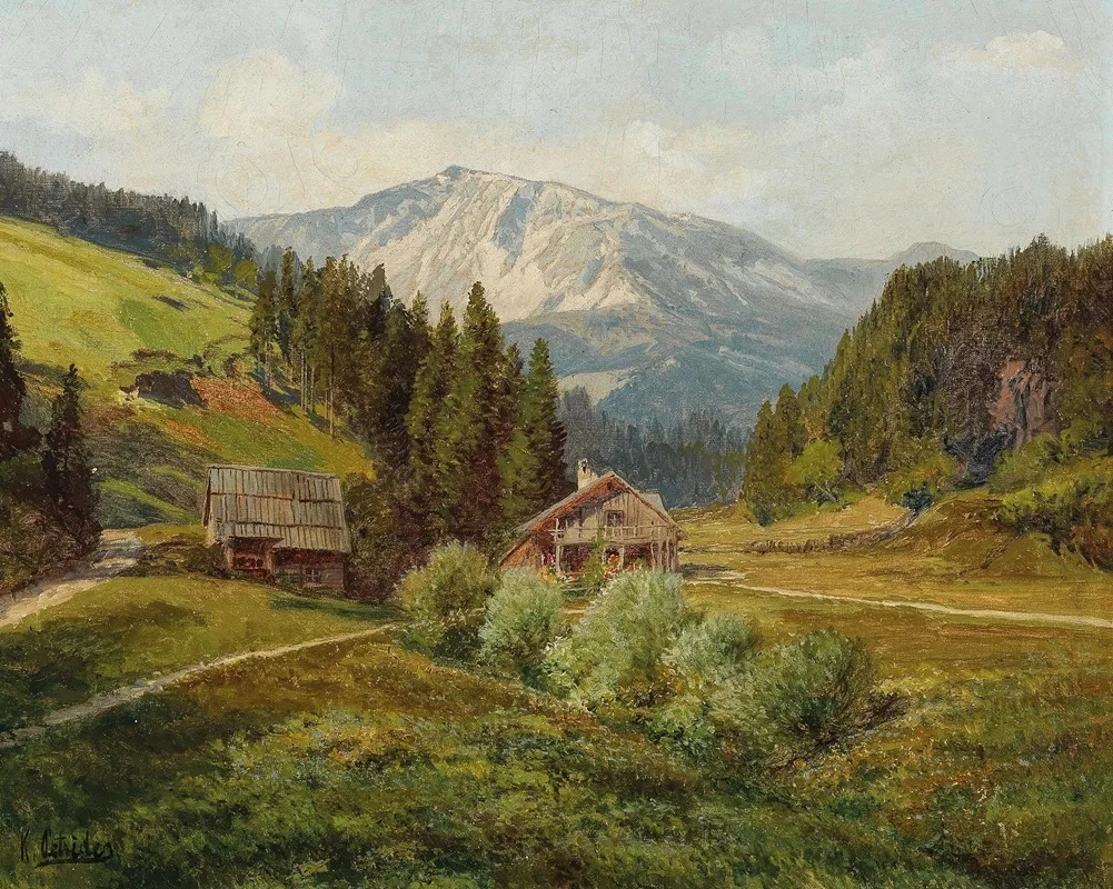 View Of An Alpine Pasture The Schneeberg In The Background by Konrad Petrides - Canvas Print