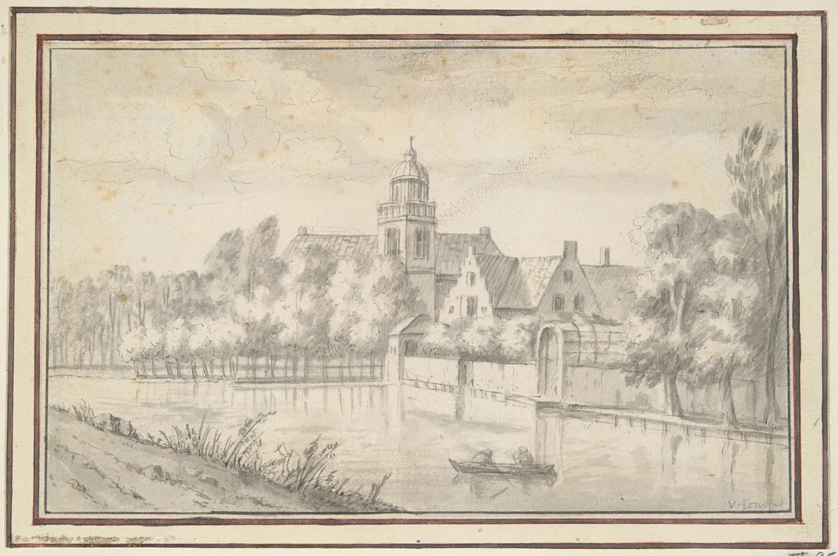 View Of Castle And House On The River by Jan van Goyen - Canvas Print