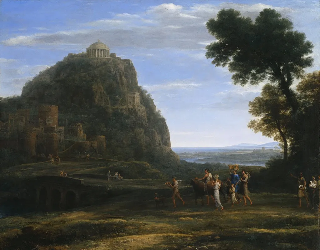 View Of Delphi With A Procession by Claude Lorrain - Canvas Print