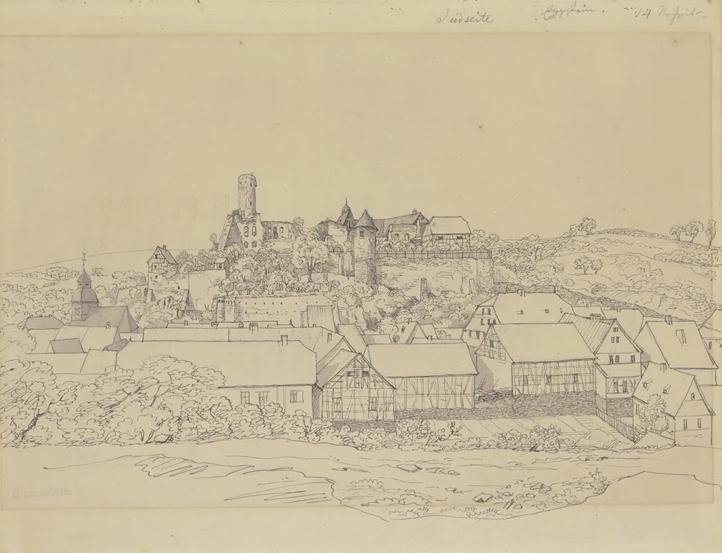 View Of Eppstein With Castle by Carl Morgenstern - Canvas Print