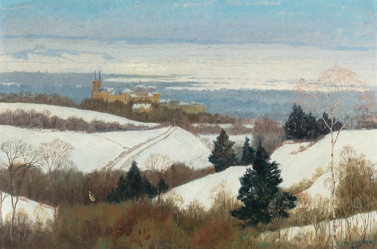View Of Klosterneuburg In Winter by Max Kahrer - Canvas Print