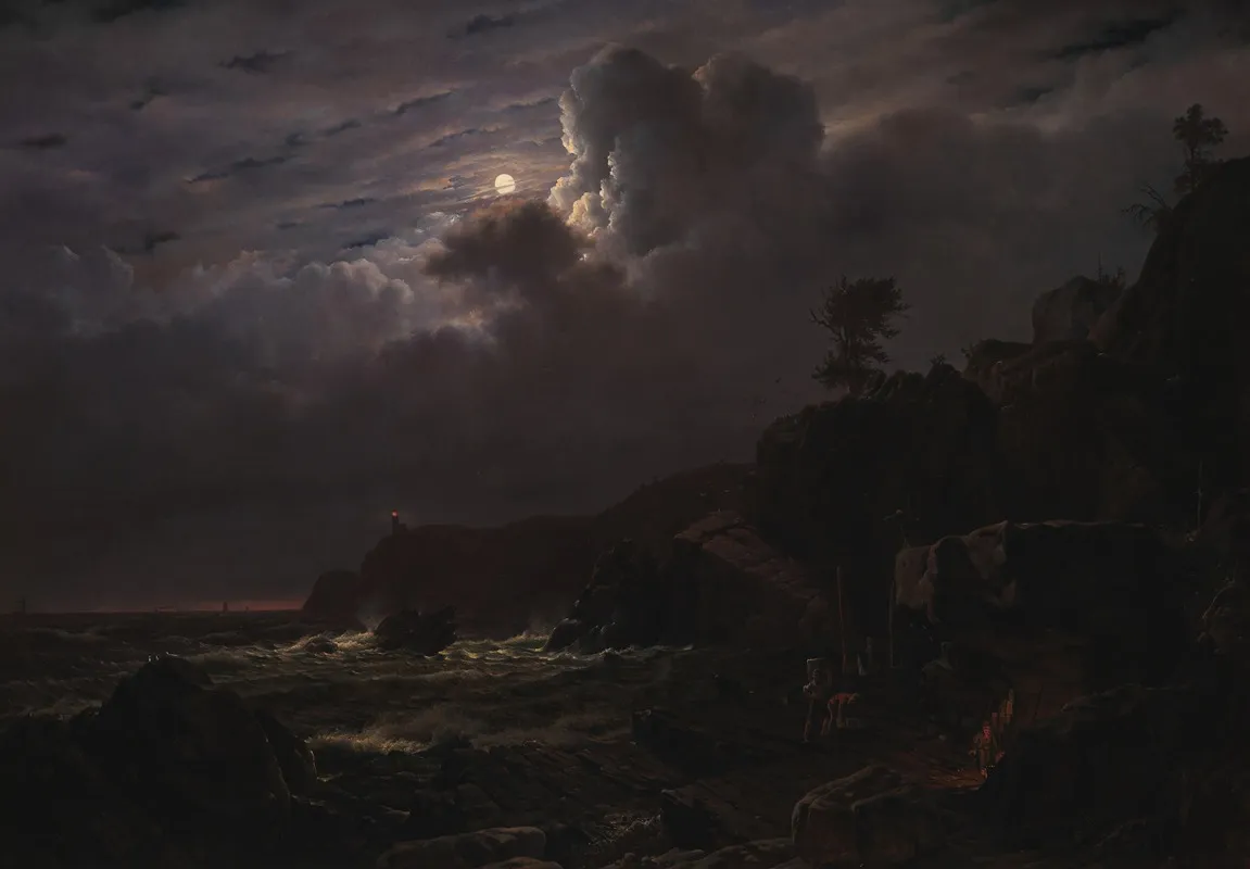 View Of Kullen In Sweden Smugglers Hiding Their Goods Among The Rocks Moonlight