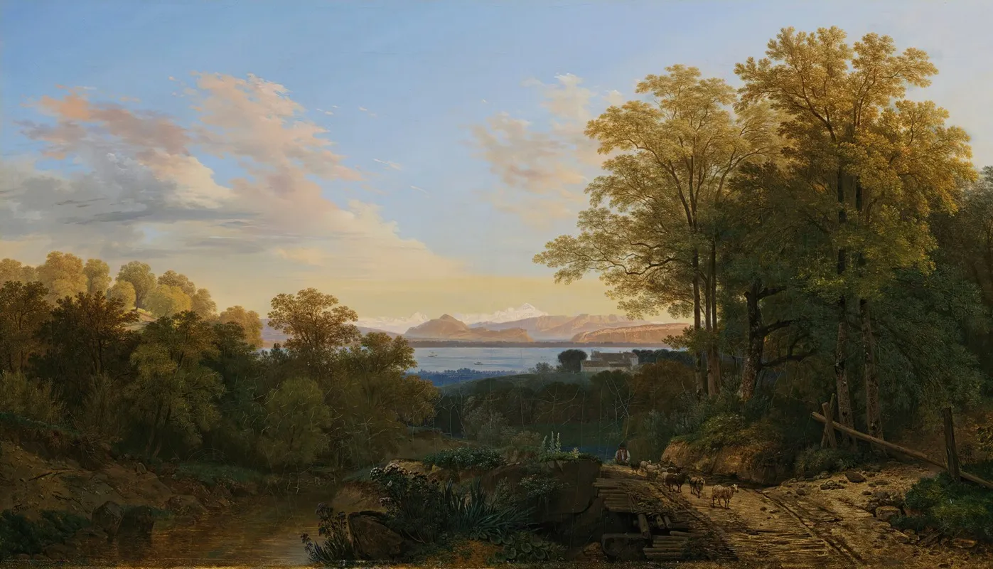 View Of Lake Geneva And The Mont Blanc Massif From The Heights Of Chambesy Behind The House Of The Empress Josephine