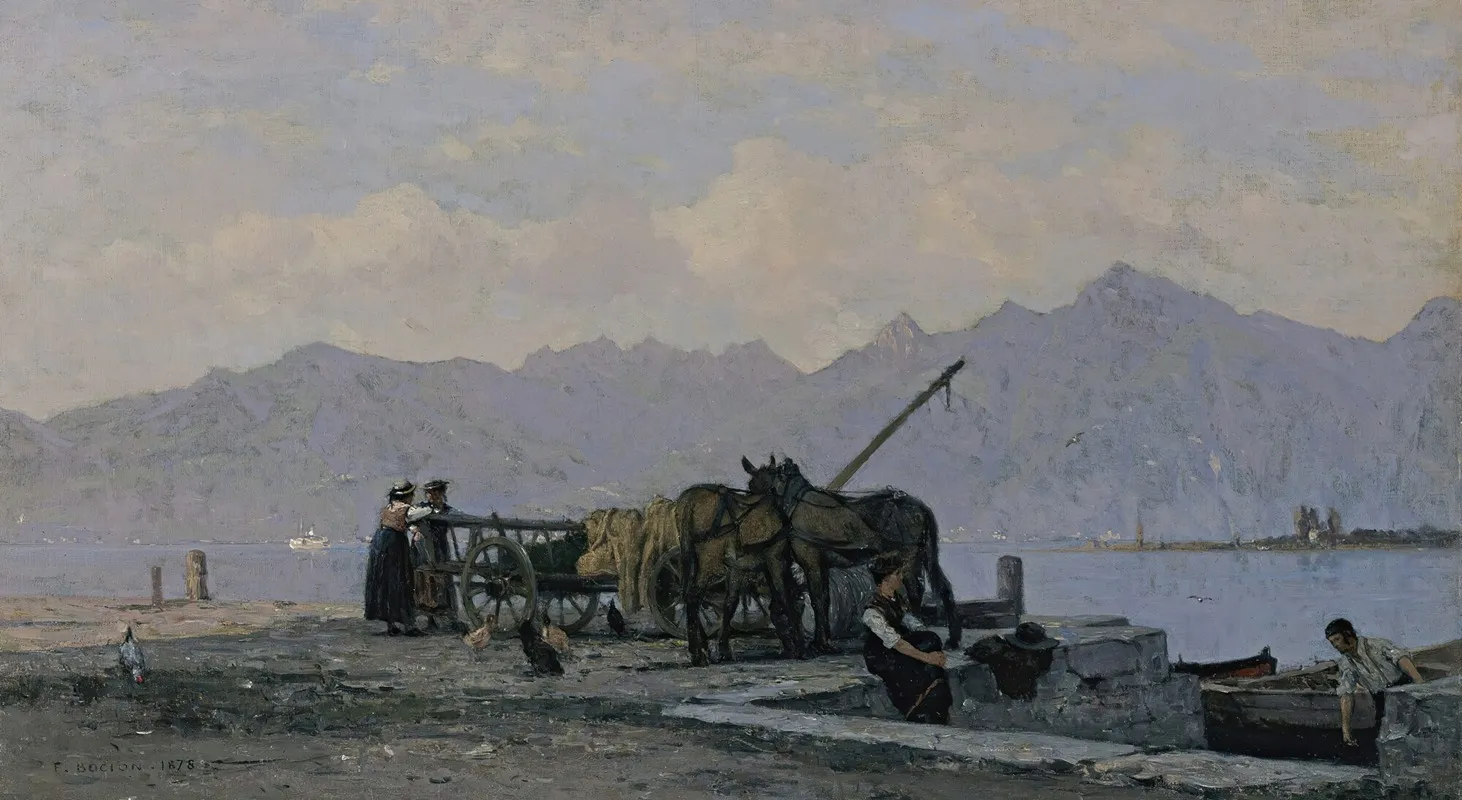 View Of Lake Geneva by François Bocion - Canvas Print