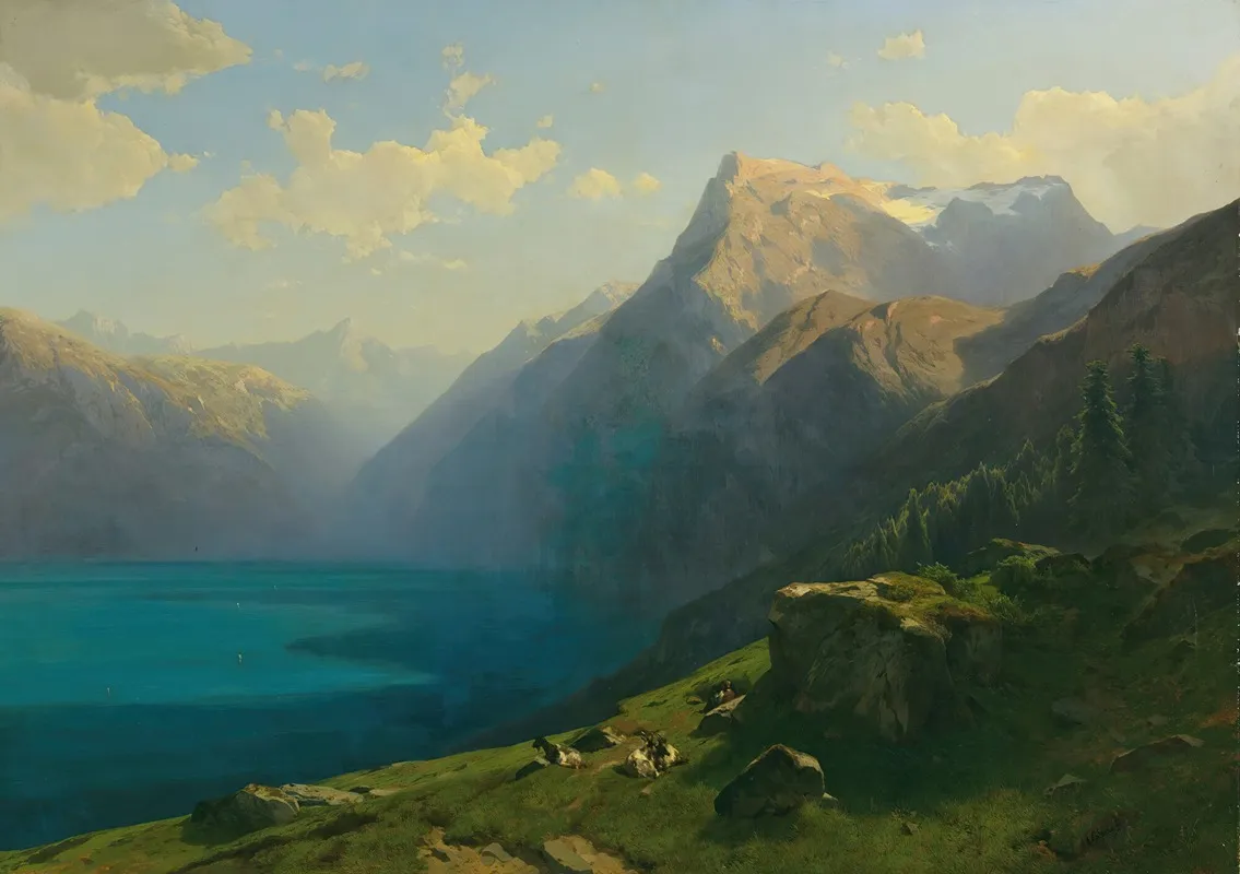 View Of Lake Lucerne From Seelisberg by Alexandre Calame - Canvas Print