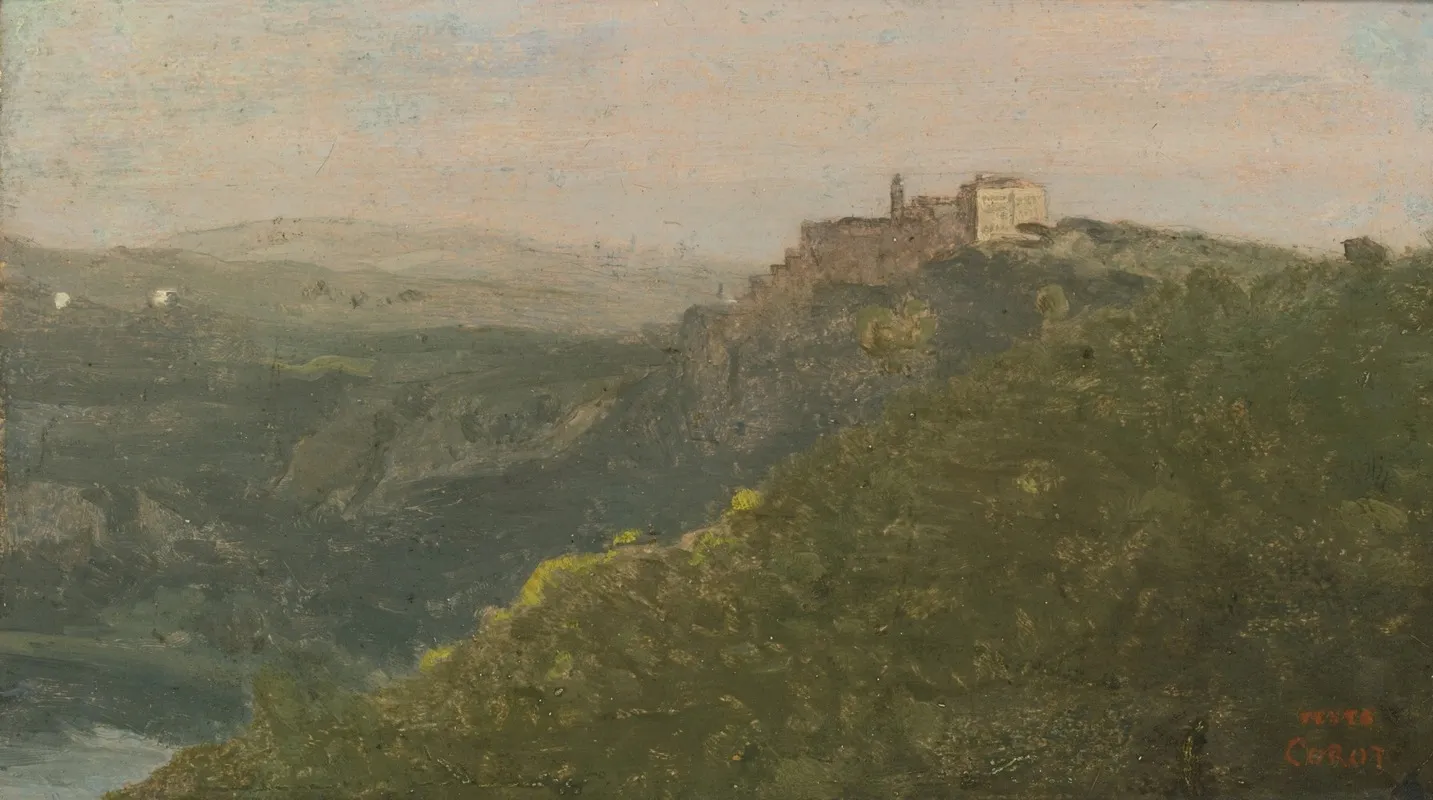 View Of Lake Nemi With Genzano In The Distance