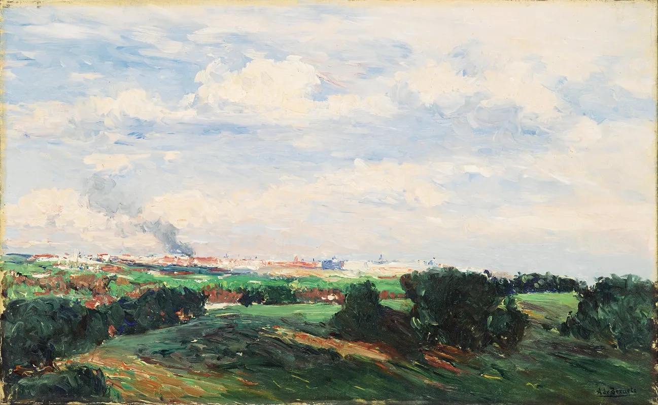 View Of Madrid From The Plantio De Los Infantes Or Madrid Seen From El Pardo by Aureliano de Beruete - Canvas Print