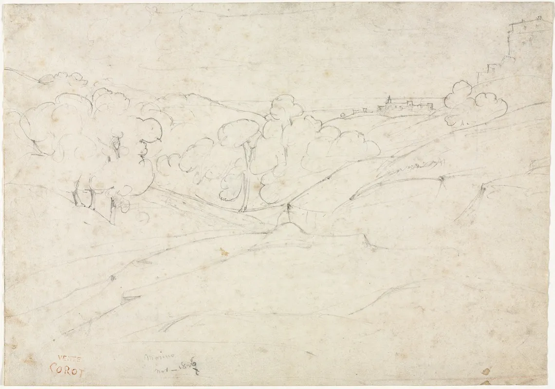 View Of Marino Recto by Jean-Baptiste-Camille Corot - Canvas Print