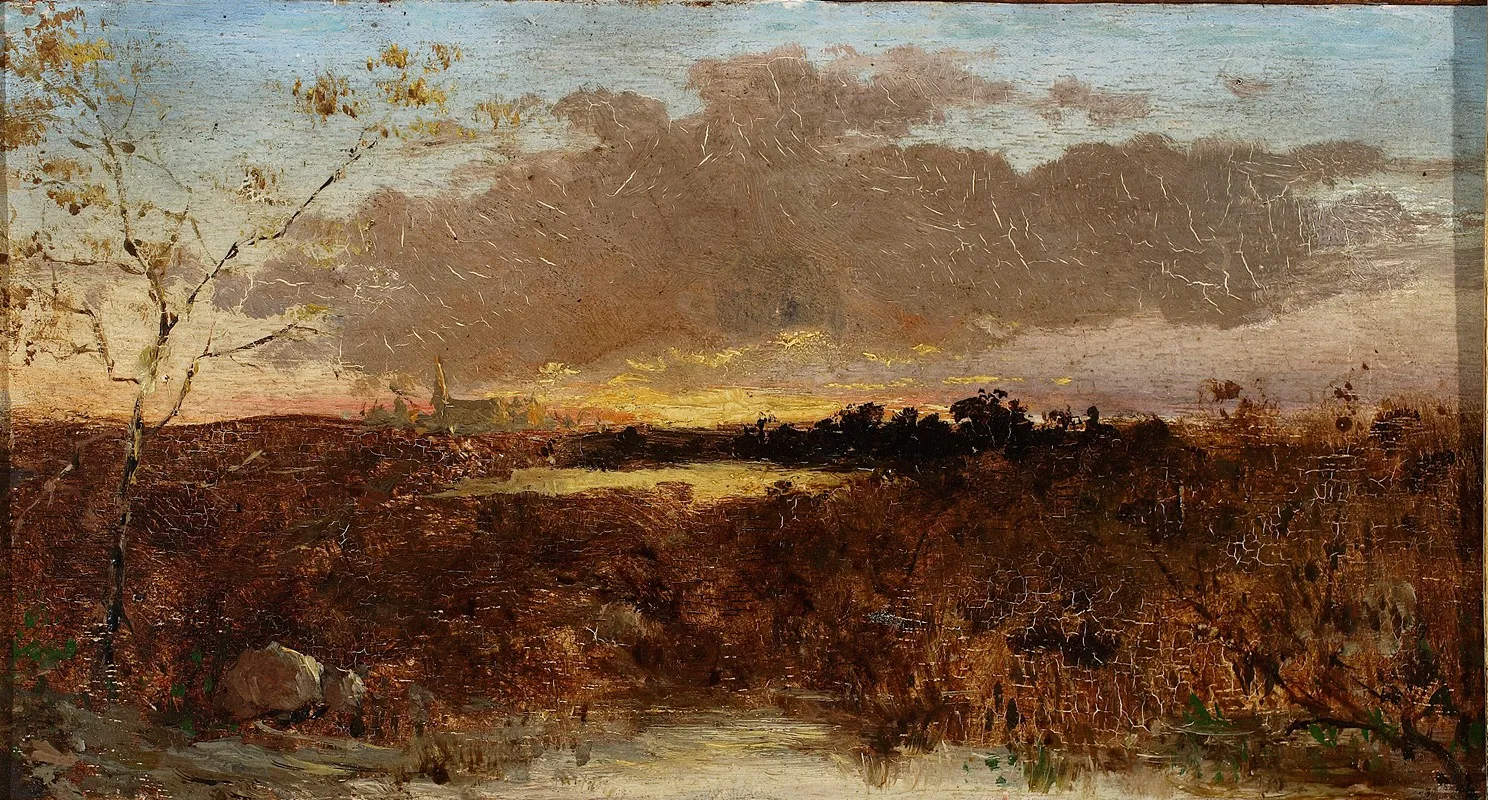 View Of Marshes At Sunset by Maksymilian Gierymski - Canvas Print