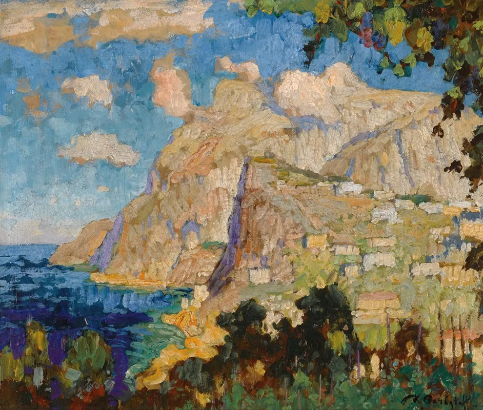 View Of Monte Solaro Capri by Konstantin Ivanovich Gorbatov - Canvas Print