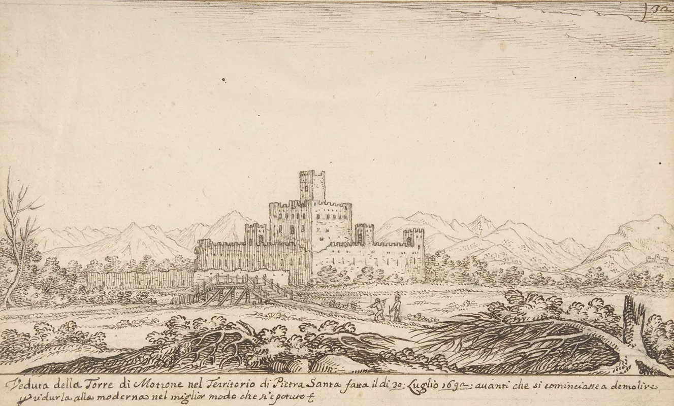 View Of Motrone Castle Before Its Demolition Around 1692
