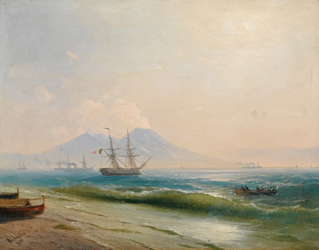 View Of Mount Vesuvius by Ivan Konstantinovich Aivazovsky - Canvas Print