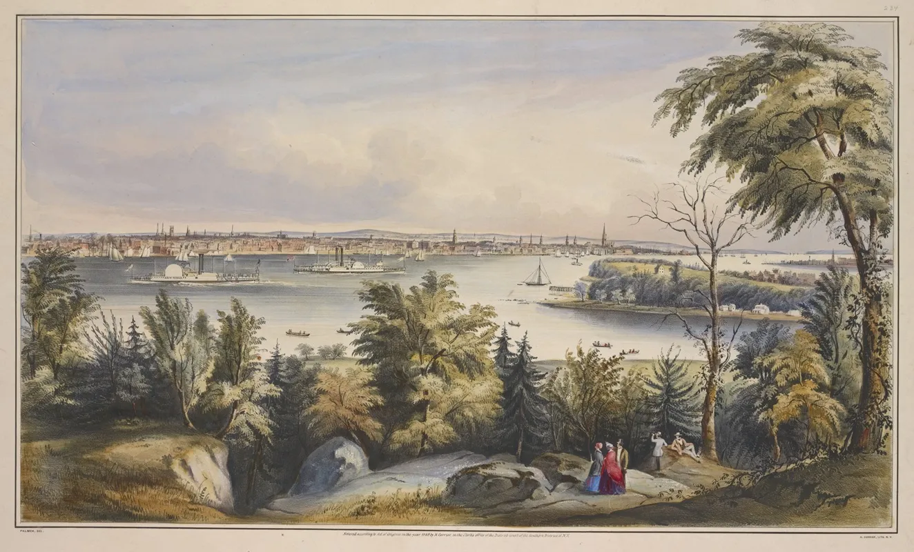 View Of New York From Weehawken North River by Fanny Palmer - Canvas Print