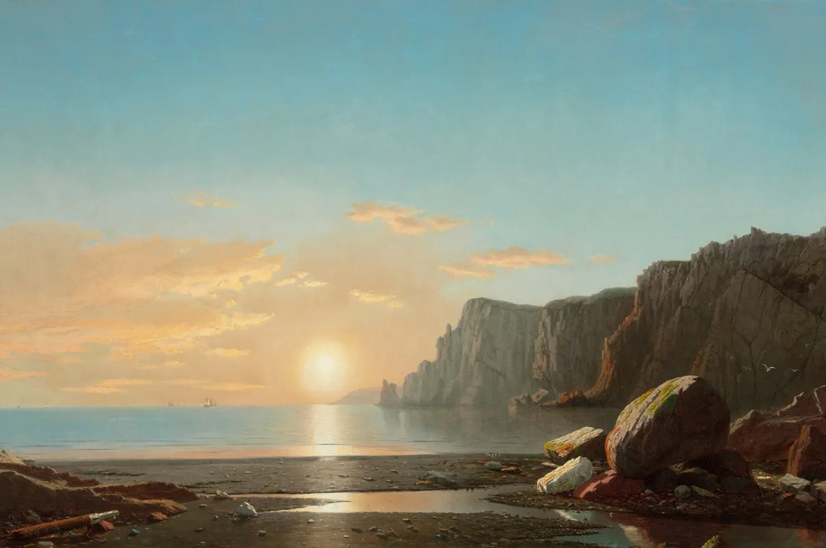 View Of Northern Head At Sunrise In The Bay Of Fundy by William Bradford - Canvas Print