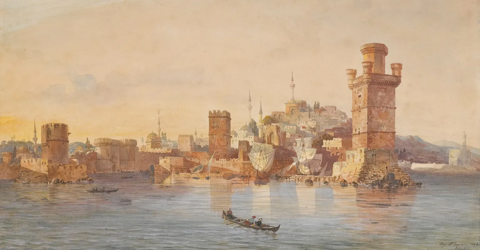View Of Rhodes by Eugène Flandin - Canvas Print