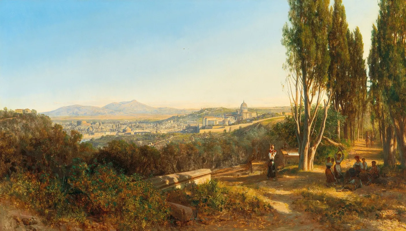 View Of Rome From Villa Madama by András Markó - Canvas Print
