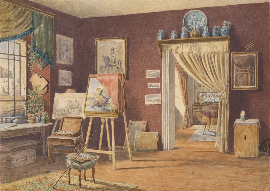 View Of The Artists Atelier by Friedrich Carl von Scheidlin - Canvas Print