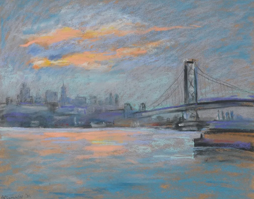 View Of The Brooklyn Bridge by Arthur Clifton Goodwin - Canvas Print