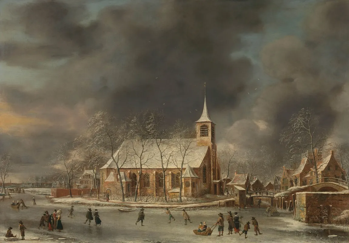 View Of The Church Of Sloten In The Winter by Jan Abrahamsz Beerstraaten - Canvas Print