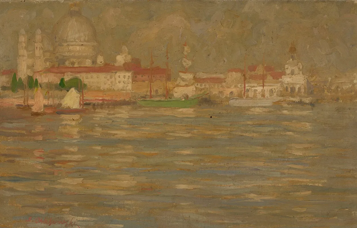 View Of The City At Waterside by Stanisław Chlebowski - Canvas Print