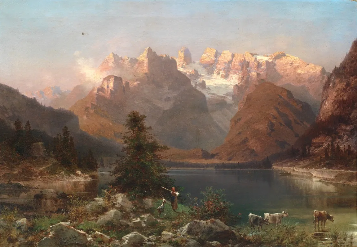 View Of The Dolomites Lago Di Landro by Franz Richard Unterberger - Canvas Print