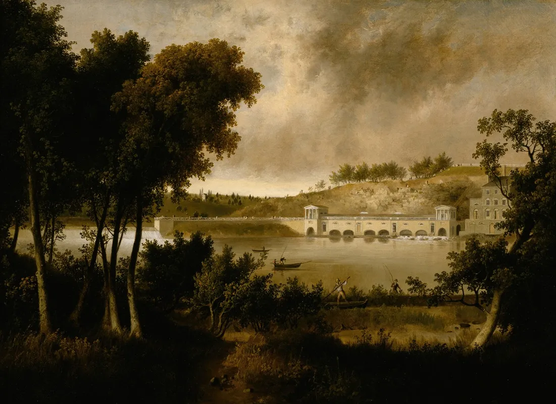 View Of The Fairmount Waterworks Philadelphia From The Opposite Side Of The Schuylkill River by Thomas Doughty - Canvas Print