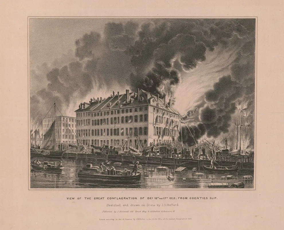 View Of The Great Conflagration Of Dec 16th And 17th 1835 From Coenties Slip