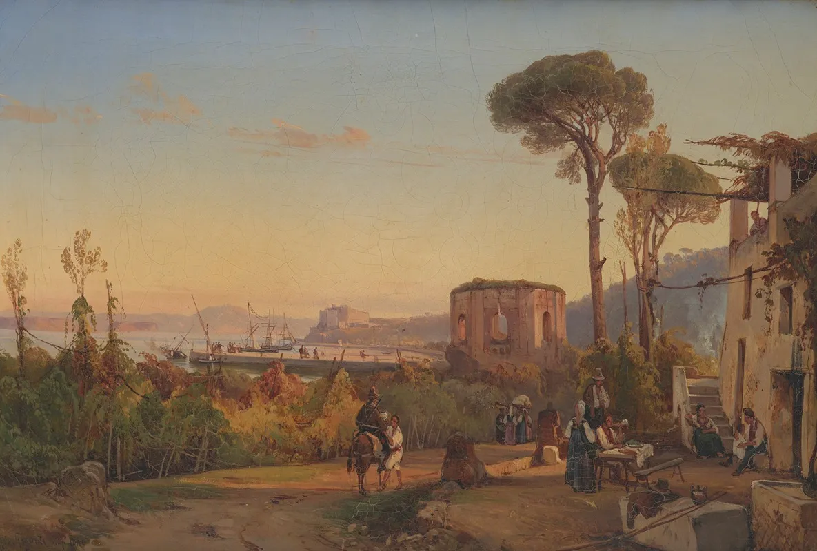 View Of The Gulf Of Naples With The Fishing Port by Giacinto Gigante - Canvas Print