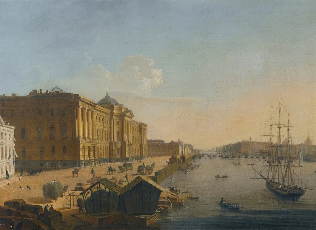 View Of The Imperial Academy Of Arts St Petersburg by Russian School - Canvas Print