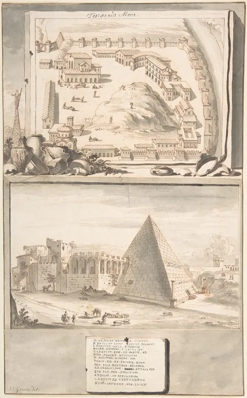 View Of The Mons Testaceus Above And The Pyramid Of Cestius Below by Jan Goeree - Canvas Print