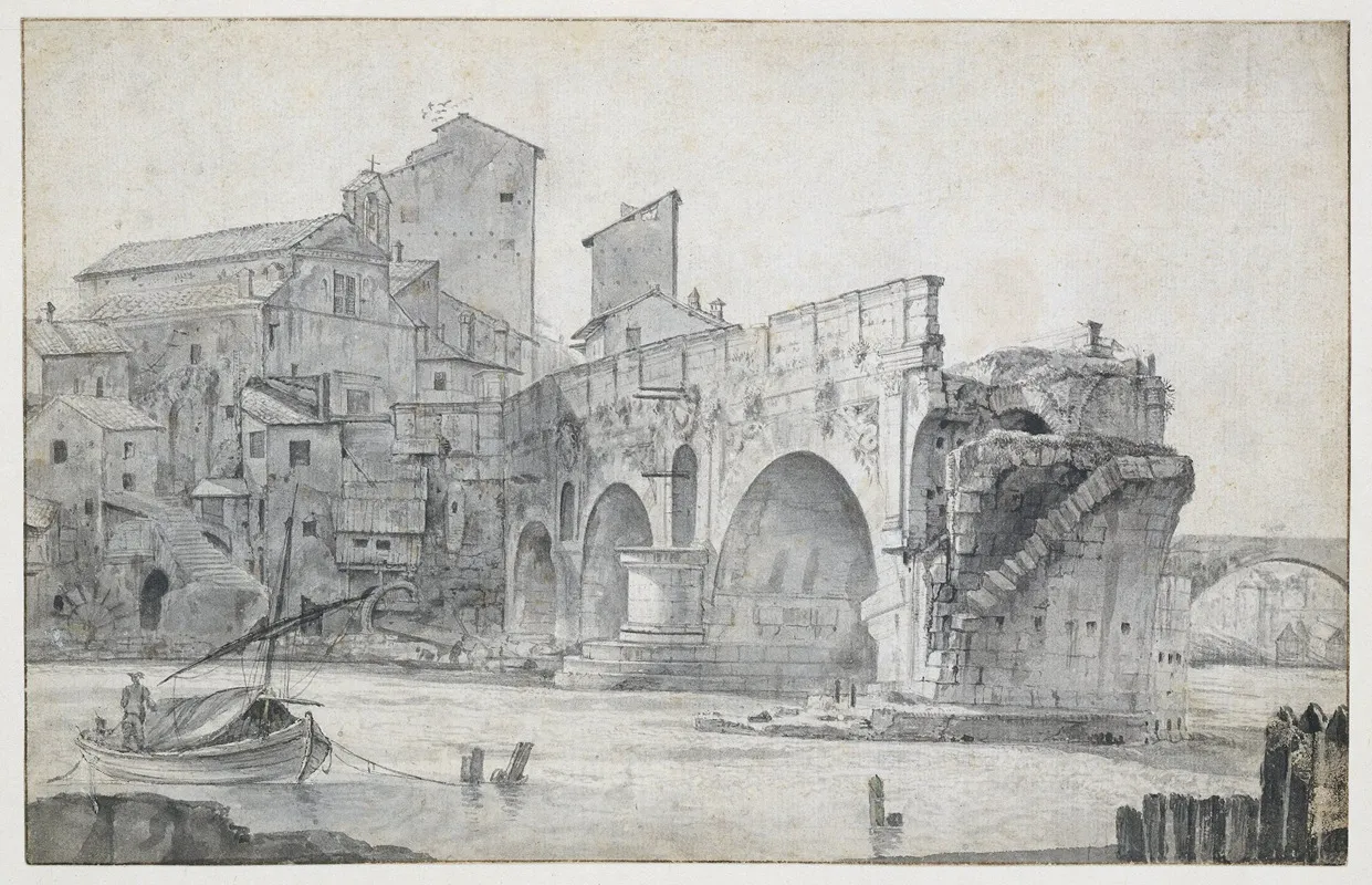 View Of The Ponte Rotto In Rome Seen From The East