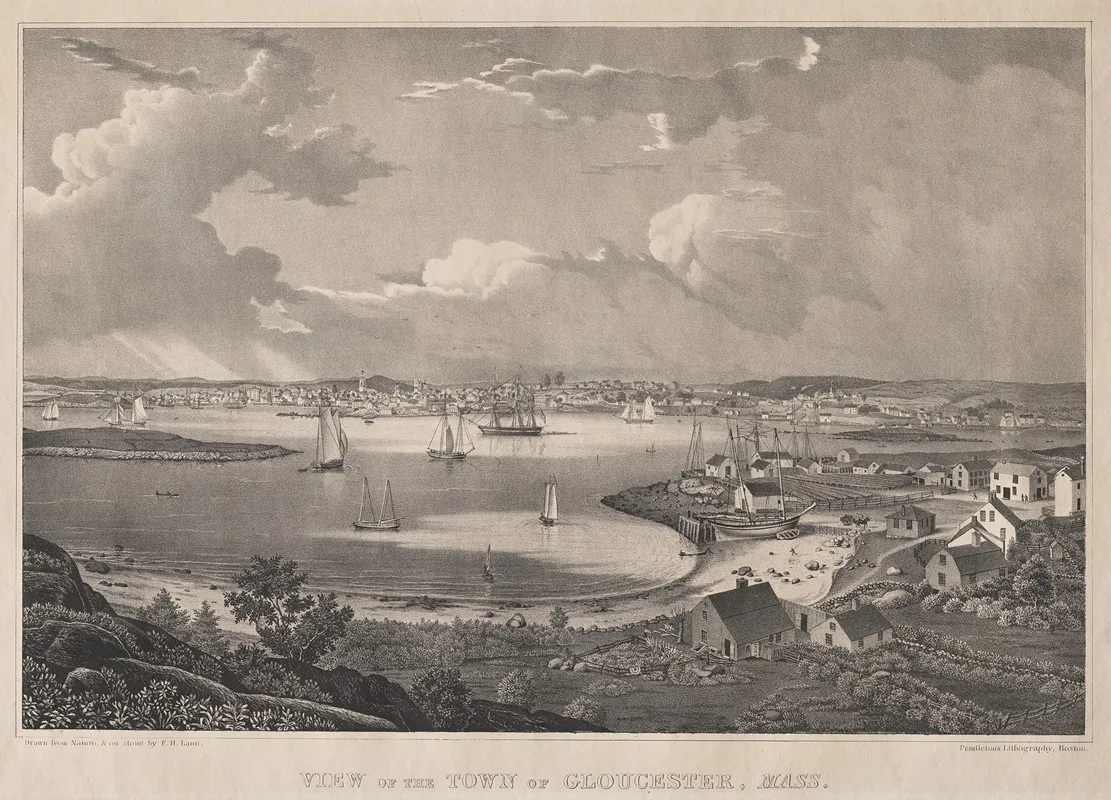 View Of The Town Of Gloucester Mass by Fitz Henry Lane - Canvas Print
