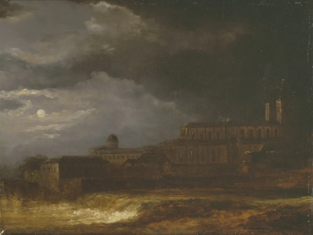 View Of Uppsala Landscape By Moonlight by Carl Johan Fahlcrantz   - Canvas Print