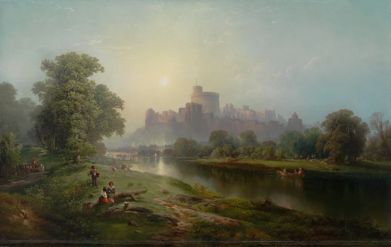 View Of Windsor Castle by Edward Moran - Canvas Print