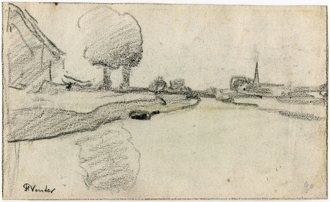 View On A Waterway And Village