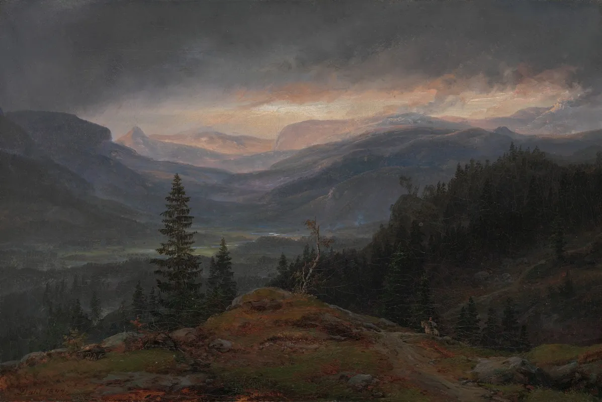 View Over Hallingdal 2 by Johan Christian Dahl - Canvas Print