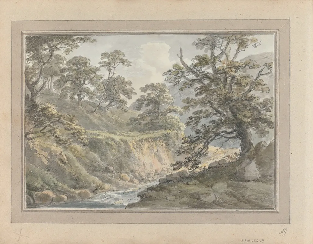 Views In England Scotland And Wales Tour In Scotland Landscape With Stream by Amos Green - Canvas Print