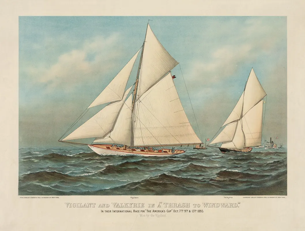Vigilant And Valkyrie In A Thrash To Windward In Their International Race For The Americas Cup Oct 7th 9th 13th 1893