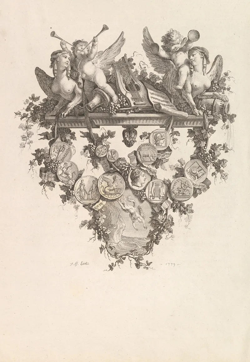 Vignette With Sphinxes And Putti