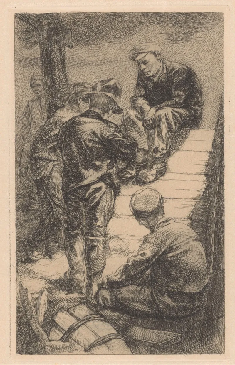 Vijf Arbeiders by Johannes Josephus Aarts - Canvas Print