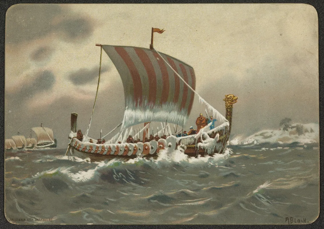 Viking Ship by Andreas Bloch - Canvas Print