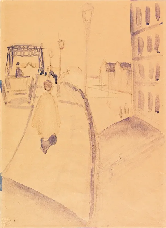 Viktoriabrucke Im Abendgluhen by August Macke - Canvas Print