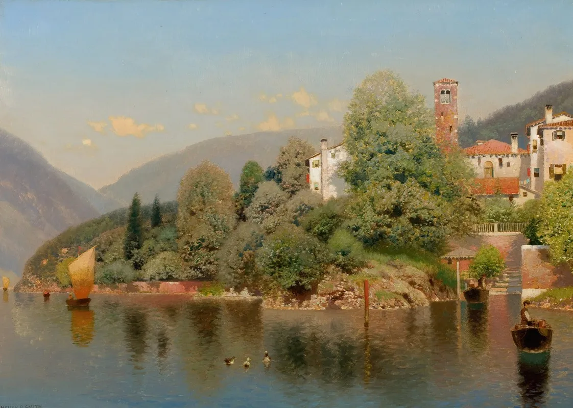 Villa Lake Como by Henry Pember Smith - Canvas Print