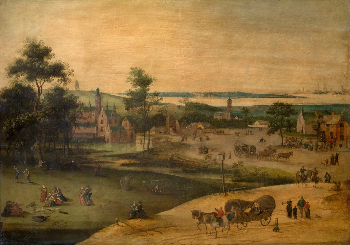 Village At The Scheldt by Jacob Grimmer - Canvas Print