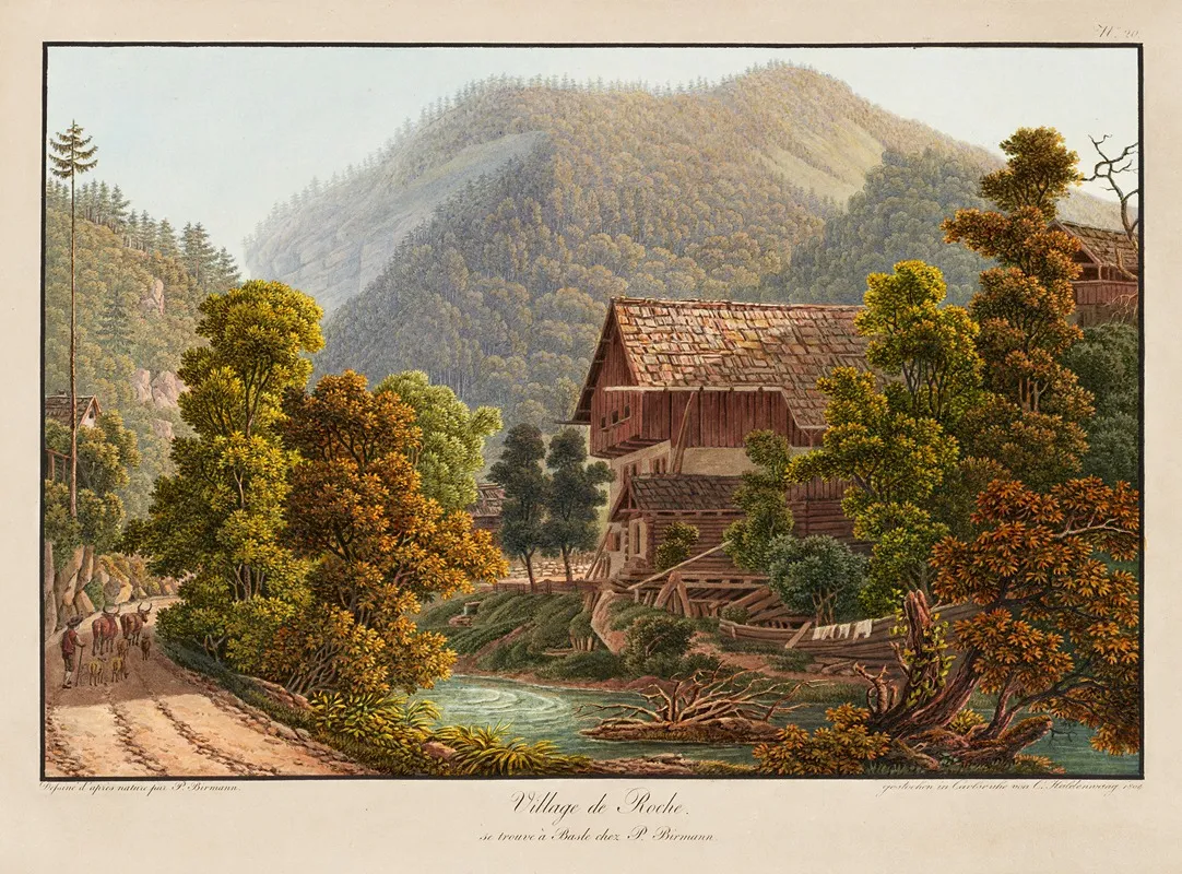 Village De Roche by Peter Birmann - Canvas Print