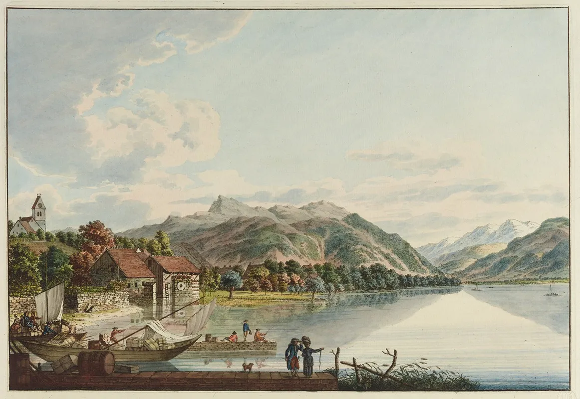 Village De Staffa Au Lac De Zurich by Johann Heinrich Bleuler - Canvas Print