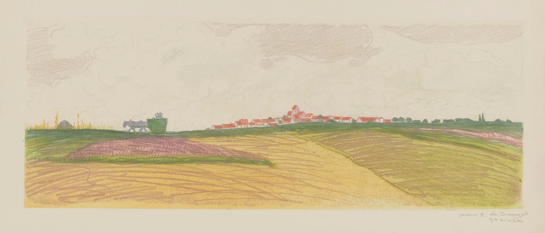 Village Et Charrette by Théophile Alexandre Steinlen - Canvas Print