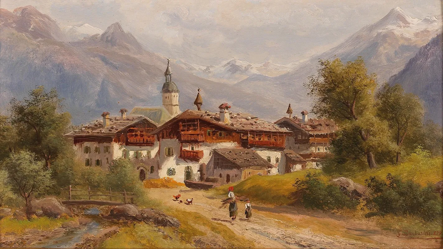 Village In Pinzgau Salzburg 2 by Gustav Barbarini - Canvas Print