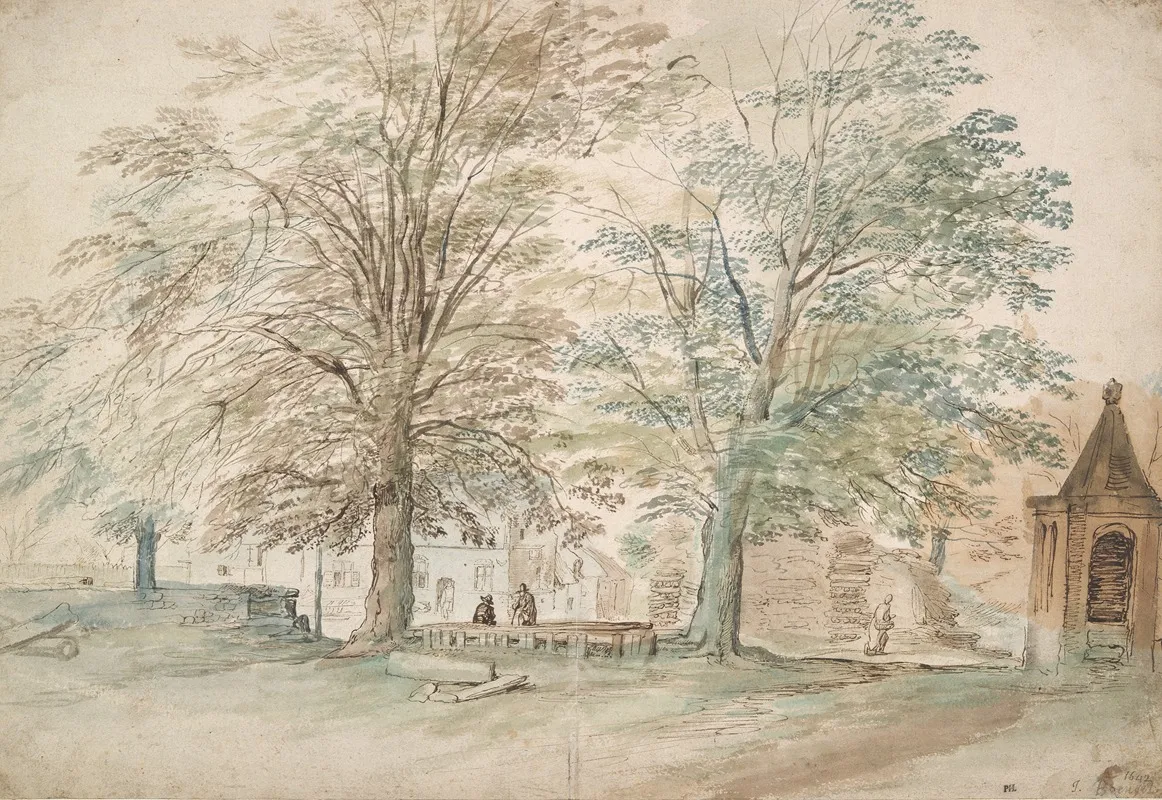 Village Meeting Place Under Two Old Trees