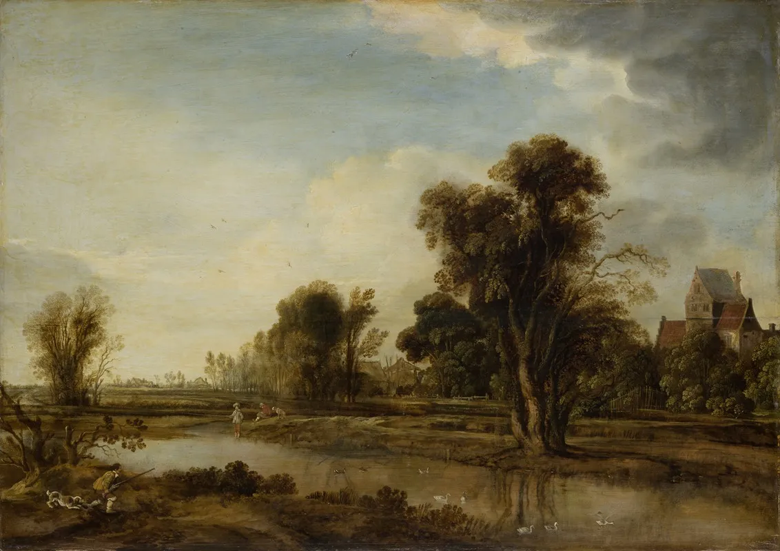 Village Pond by Aert van der Neer - Canvas Print
